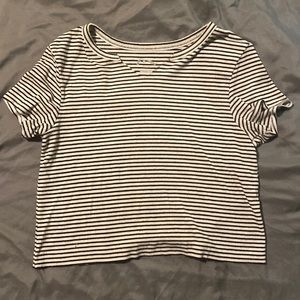 black and white striped cropped shirt